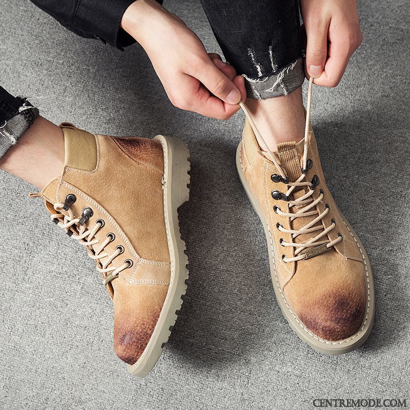 Bottes Montante Homme Neige Kaki, Bottes Homme Chic Pas Cher