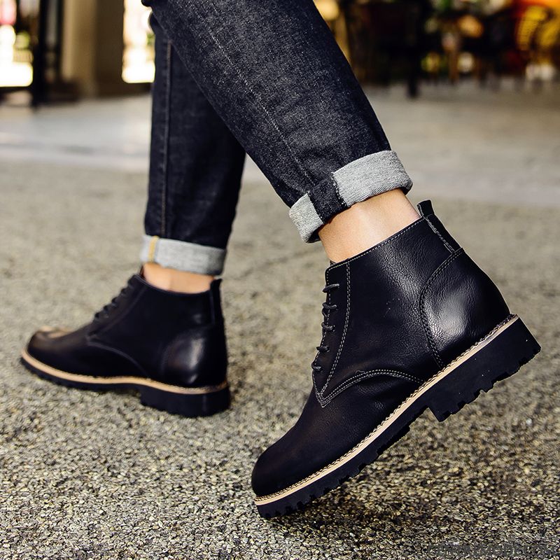 Bottes Montante Homme Noir Jaune Sandybrown, Boots Homme Pas Cher
