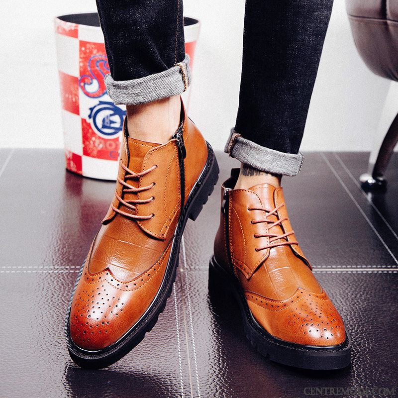 Bottes Montante Homme Noir Jaune Sandybrown, Boots Homme Pas Cher