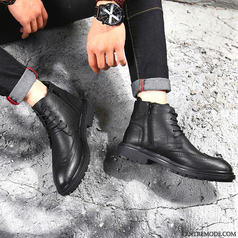 Bottes Montante Homme Noir Jaune Sandybrown, Boots Homme Pas Cher