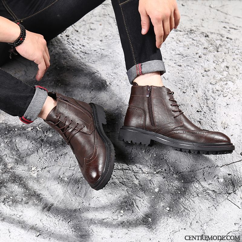 Bottes Montante Homme Noir Jaune Sandybrown, Boots Homme Pas Cher