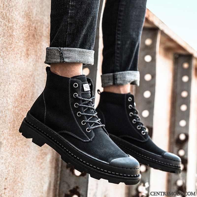 Bottes Montante Homme Noir Jaune Sandybrown, Boots Homme Pas Cher