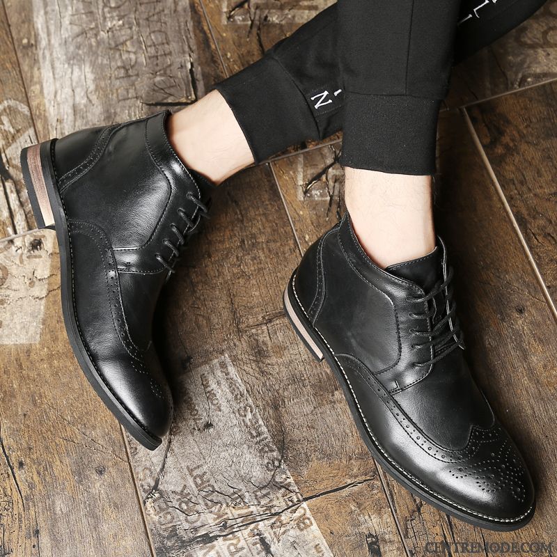 Bottine Cuir Homme Bleu Jaune, Soldes Bottes Homme