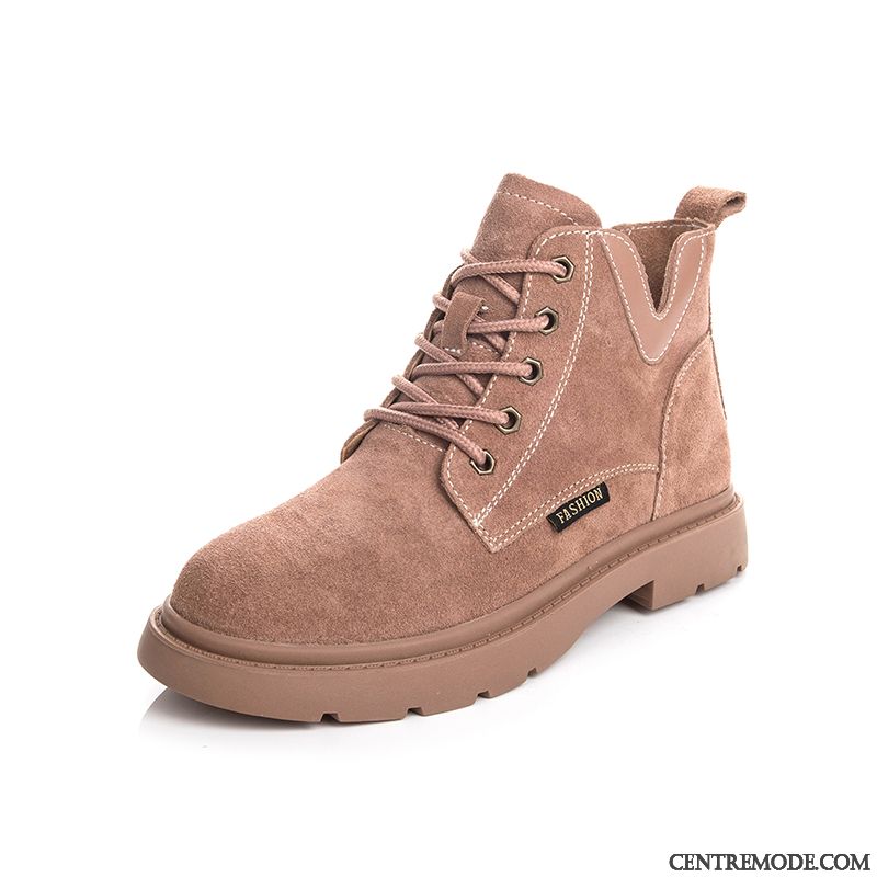 Bottine En Cuir Femme Pas Cher, Soldes Bottes Cuir Marron Rose