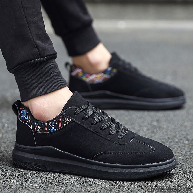 Bottine Skate Noir Bleu Pensée, Bottes Plates Skate Homme Pas Cher Soldes