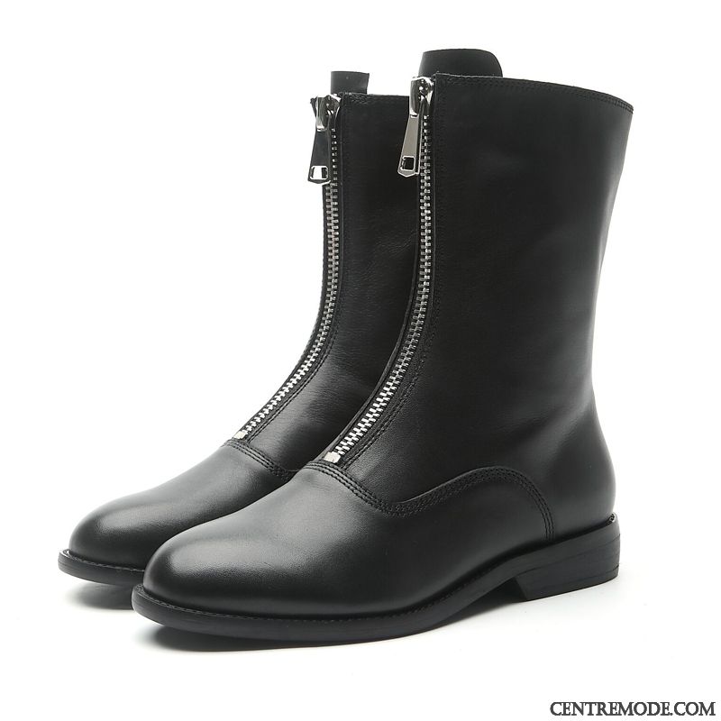 Bottines Femme Beige Palegoldenrod Pérou, Boots En Cuir Noir Femme