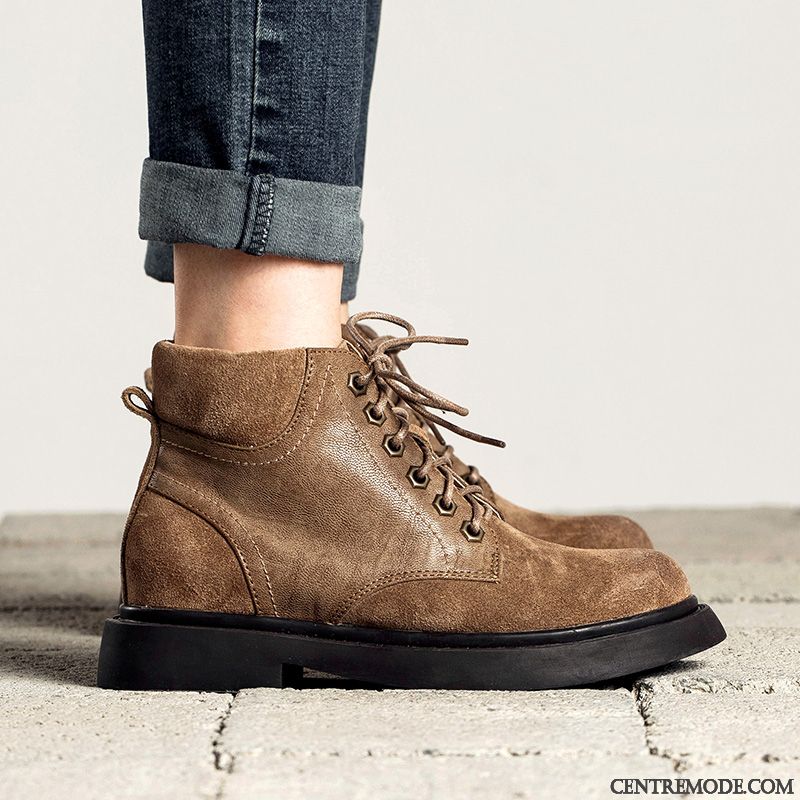 Bottines Femme Noir Cuir En Vente, Boutique Chaussure Bottes Femme Kaki Peachpuff