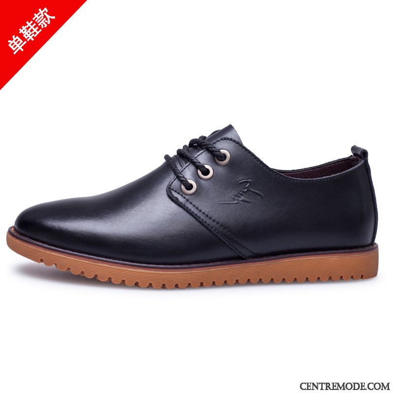 Bottines Noires Plates Pas Cher Pensée Jaune, Marque Derbies Homme