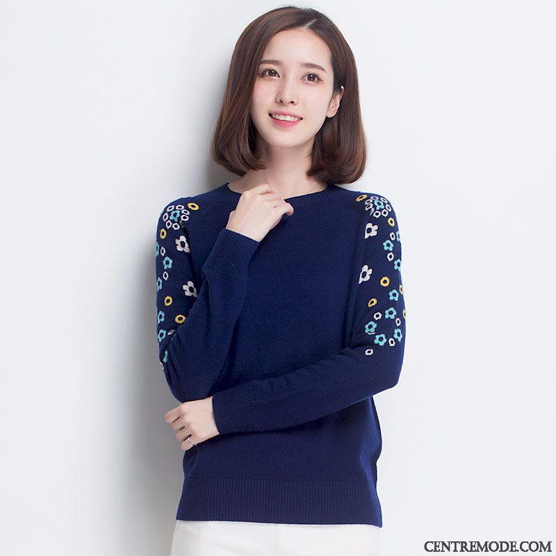 Cardigan En Laine Femme, Pull Femme Original Pas Cher Saumon Bleu Marin