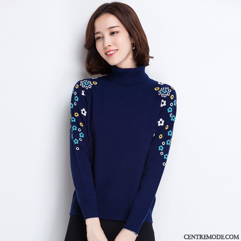 Cardigan En Laine Femme, Pull Femme Original Pas Cher Saumon Bleu Marin