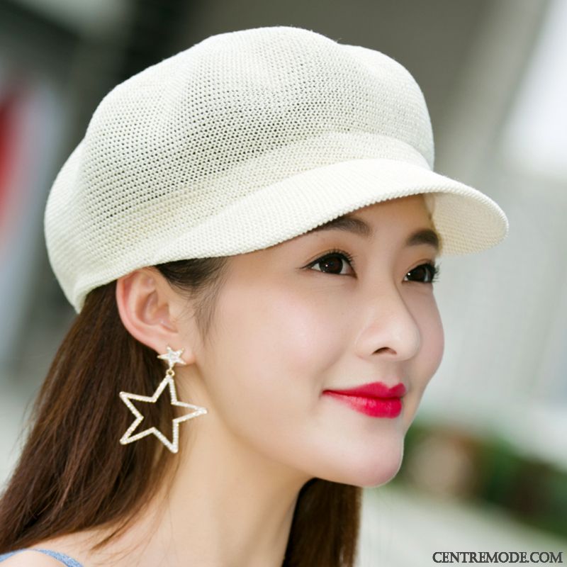 Casquette Femme Chapeau Chapeau De Paille Été Tendance Voyage All-match Blanc