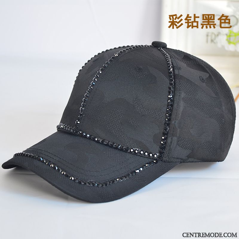 Casquette Femme Diamant Casquette De Baseball Ombre Chapeau Été L'automne Noir