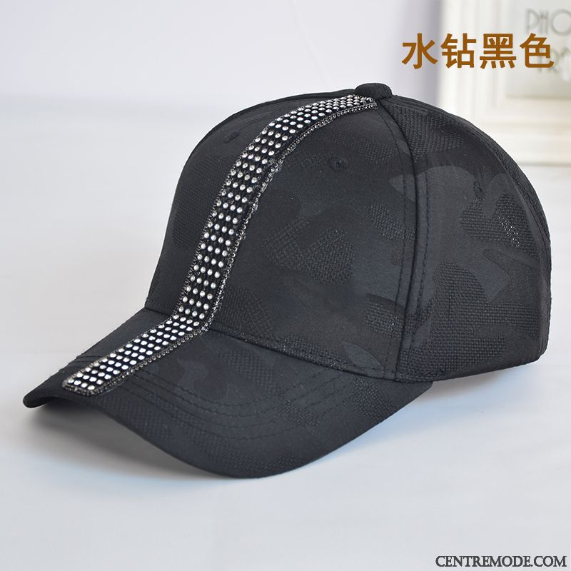 Casquette Femme Diamant Casquette De Baseball Ombre Chapeau Été L'automne Noir