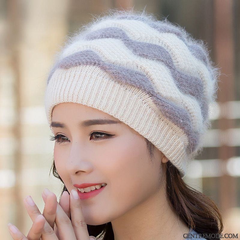 Casquette Femme Le Nouveau Charmant Tendance All-match Cheveux De Lapin L'automne Rouge