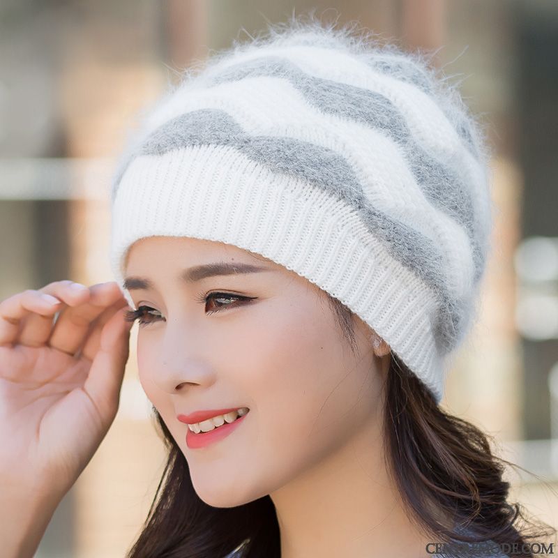 Casquette Femme Le Nouveau Charmant Tendance All-match Cheveux De Lapin L'automne Rouge