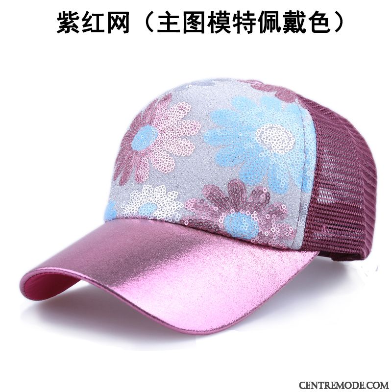 Casquette Femme Paillettes Tendance Été Chapeau De Soleil Ombre Loisir Rose