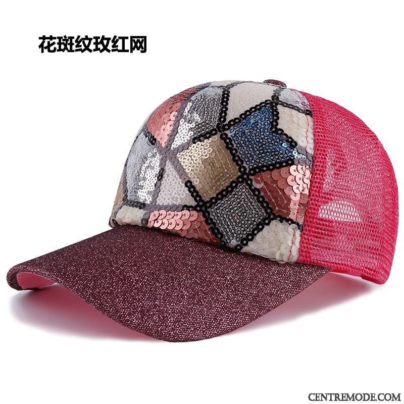 Casquette Femme Paillettes Tendance Été Chapeau De Soleil Ombre Loisir Rose