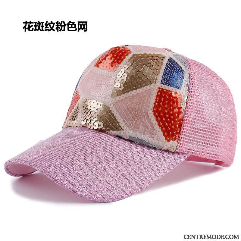 Casquette Femme Paillettes Tendance Été Chapeau De Soleil Ombre Loisir Rose