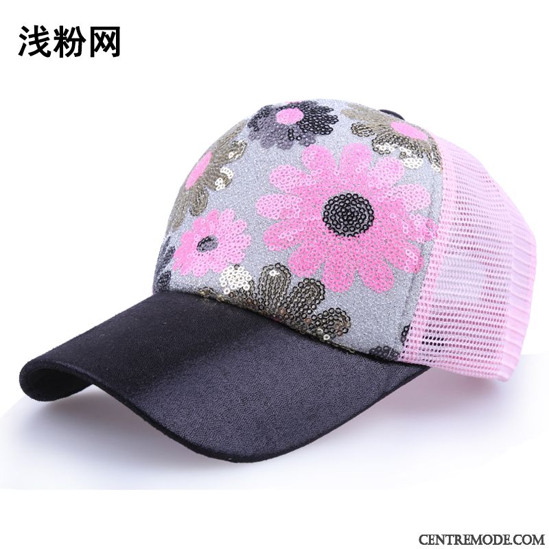 Casquette Femme Paillettes Tendance Été Chapeau De Soleil Ombre Loisir Rose