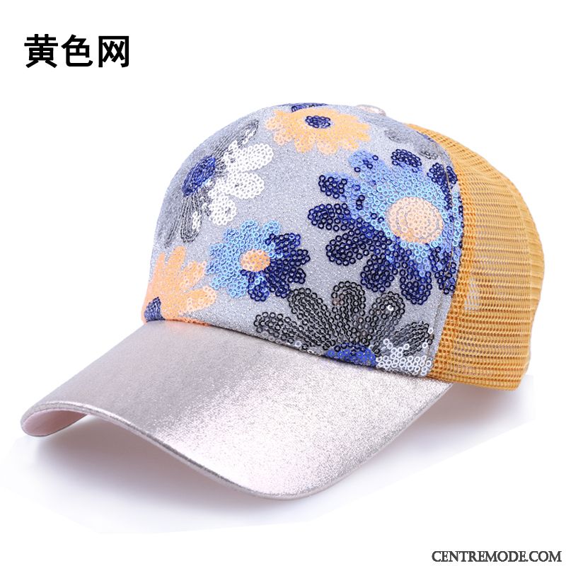 Casquette Femme Paillettes Tendance Été Chapeau De Soleil Ombre Loisir Rose