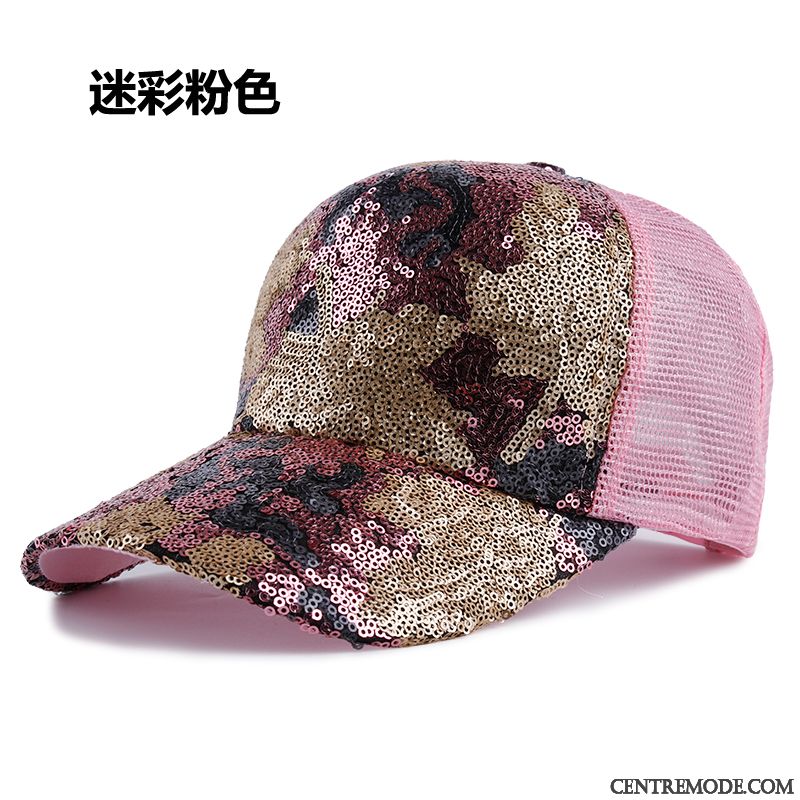 Casquette Femme Paillettes Tendance Été Chapeau De Soleil Ombre Loisir Rose