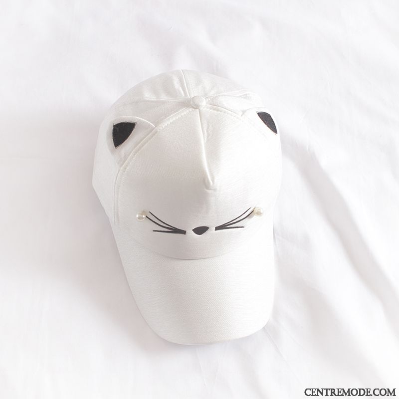 Casquette Femme Perle Tendance Ombre De Plein Air Chat Hiver Blanc