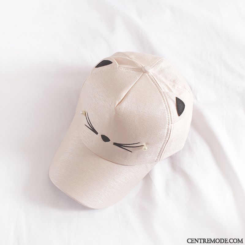 Casquette Femme Perle Tendance Ombre De Plein Air Chat Hiver Blanc