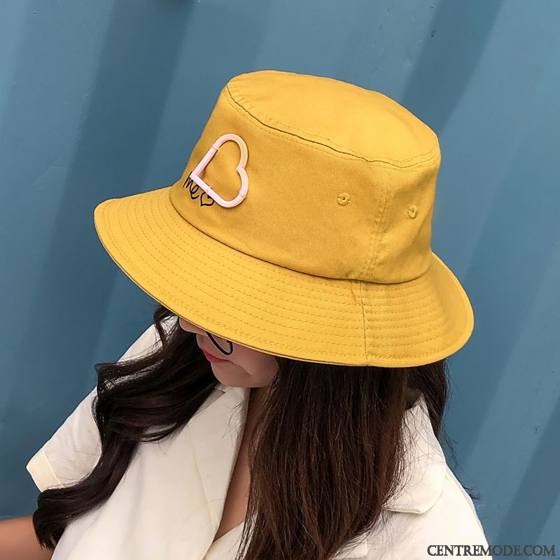 Casquette Femme Étudiant Charmant Chapeau De Pêcheur All-match Ombre Frais Jaune