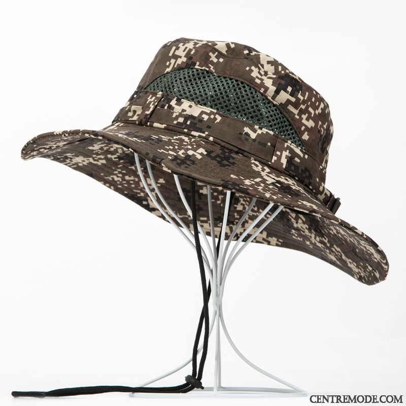 Casquette Homme Crème Solaire Été Camouflage Chapeau Chapeau De Pêche Tendance Violet Vert