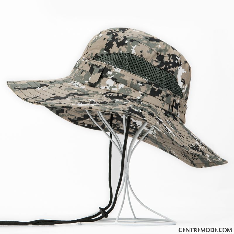 Casquette Homme Crème Solaire Été Camouflage Chapeau Chapeau De Pêche Tendance Violet Vert