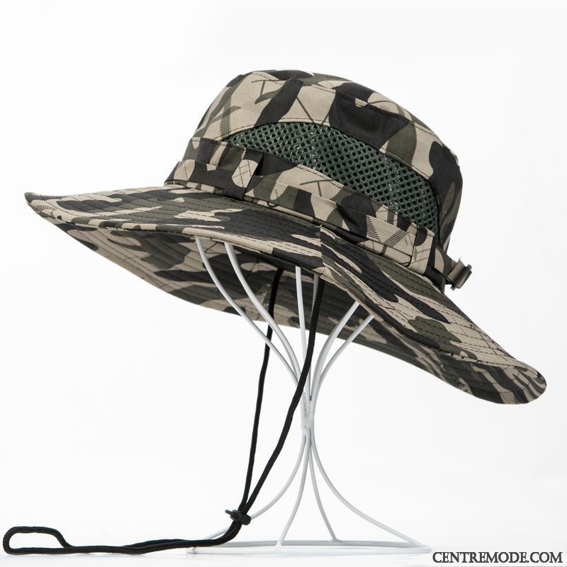 Casquette Homme Crème Solaire Été Camouflage Chapeau Chapeau De Pêche Tendance Violet Vert