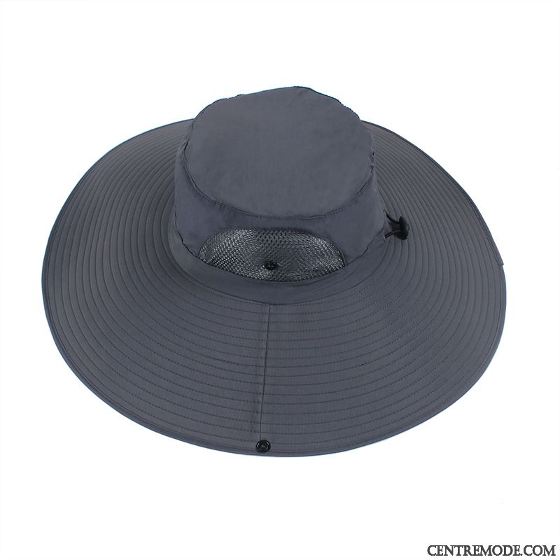 Casquette Homme De Plein Air Chapeau Ombre Gros Chapeau De Pêche Crème Solaire Gris Clair