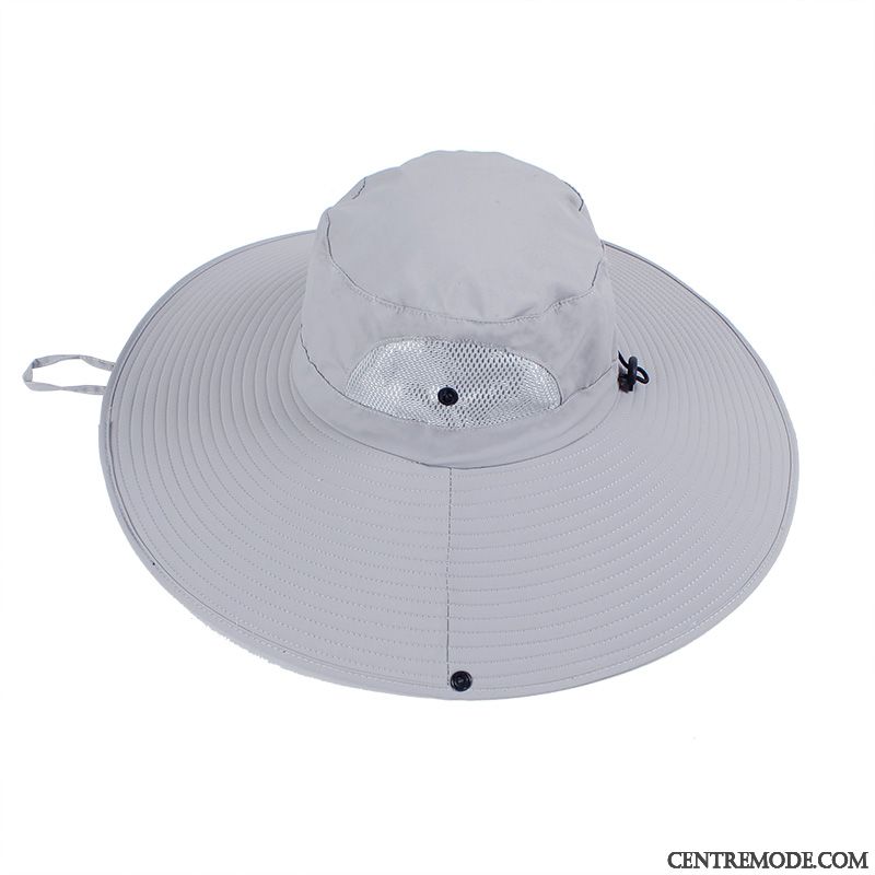 Casquette Homme De Plein Air Chapeau Ombre Gros Chapeau De Pêche Crème Solaire Gris Clair