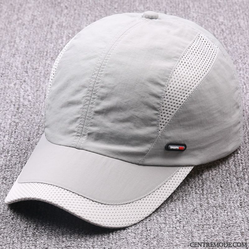 Casquette Homme Ombre Été Casquette De Baseball Respirant Crème Solaire Rapide À Sécher Blanc Gris