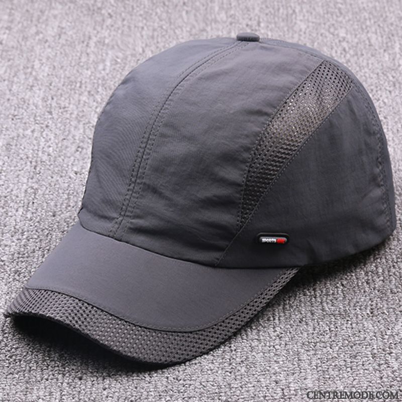 Casquette Homme Ombre Été Casquette De Baseball Respirant Crème Solaire Rapide À Sécher Blanc Gris