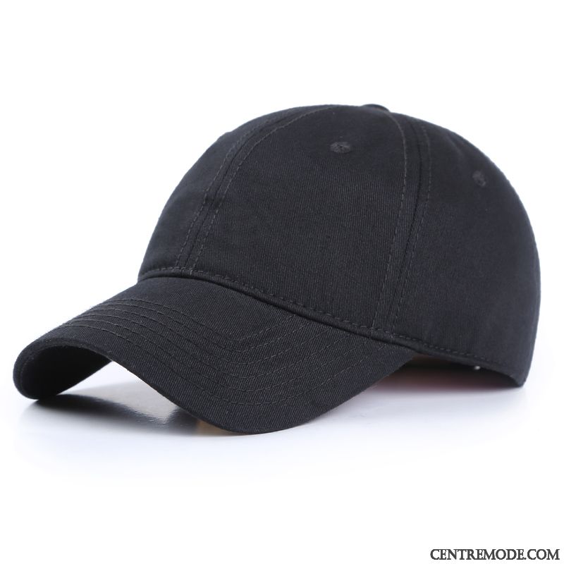 Casquette Homme Printemps Casquette De Baseball Femme Chapeau Loisir Coton Bleu Marin Pure Noir