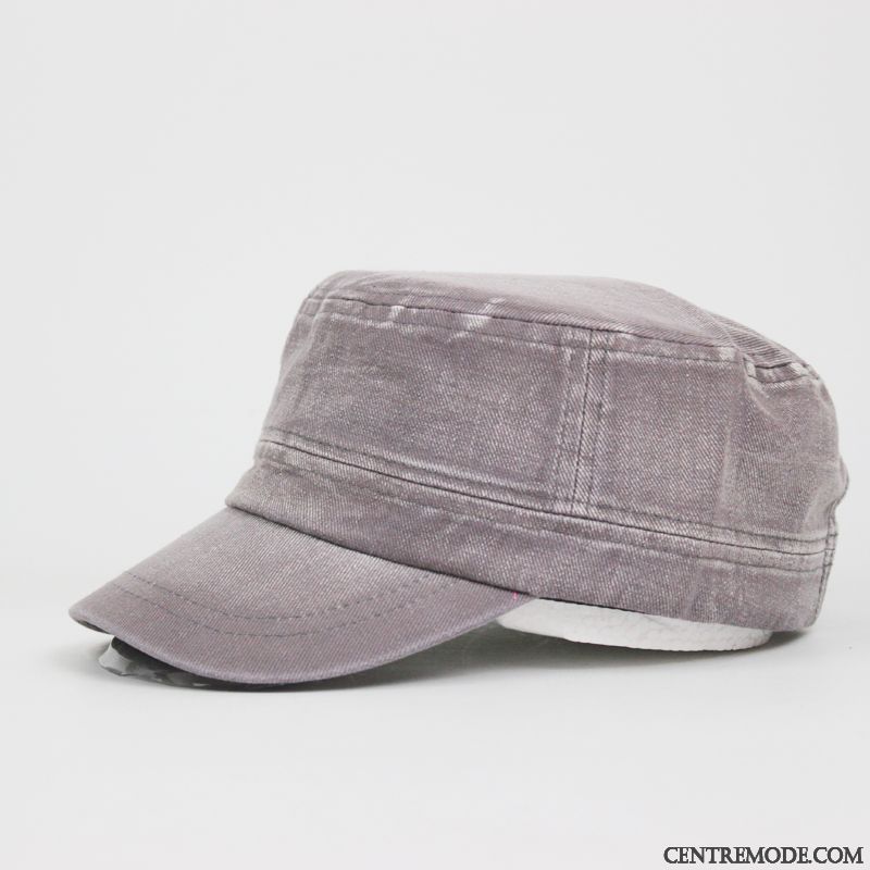 Casquette Homme Tendance Toile Rétro Chapeau Loisir Voyage Pure Gris