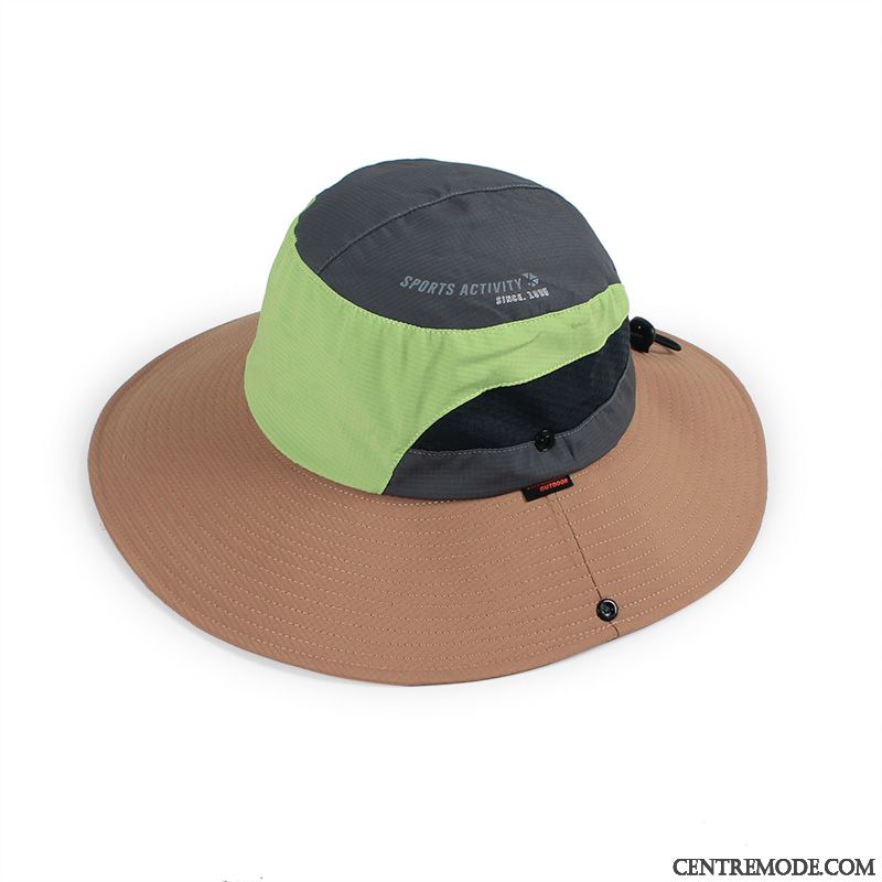 Casquette Homme Été Gros Chapeau Crème Solaire Chapeau De Pêcheur Chapeau De Soleil Vert