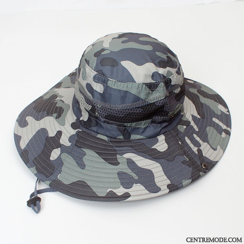 Casquette Homme Été Gros Chapeau Crème Solaire Chapeau De Pêcheur Chapeau De Soleil Vert