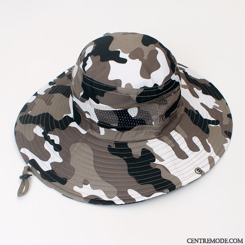 Casquette Homme Été Gros Chapeau Crème Solaire Chapeau De Pêcheur Chapeau De Soleil Vert