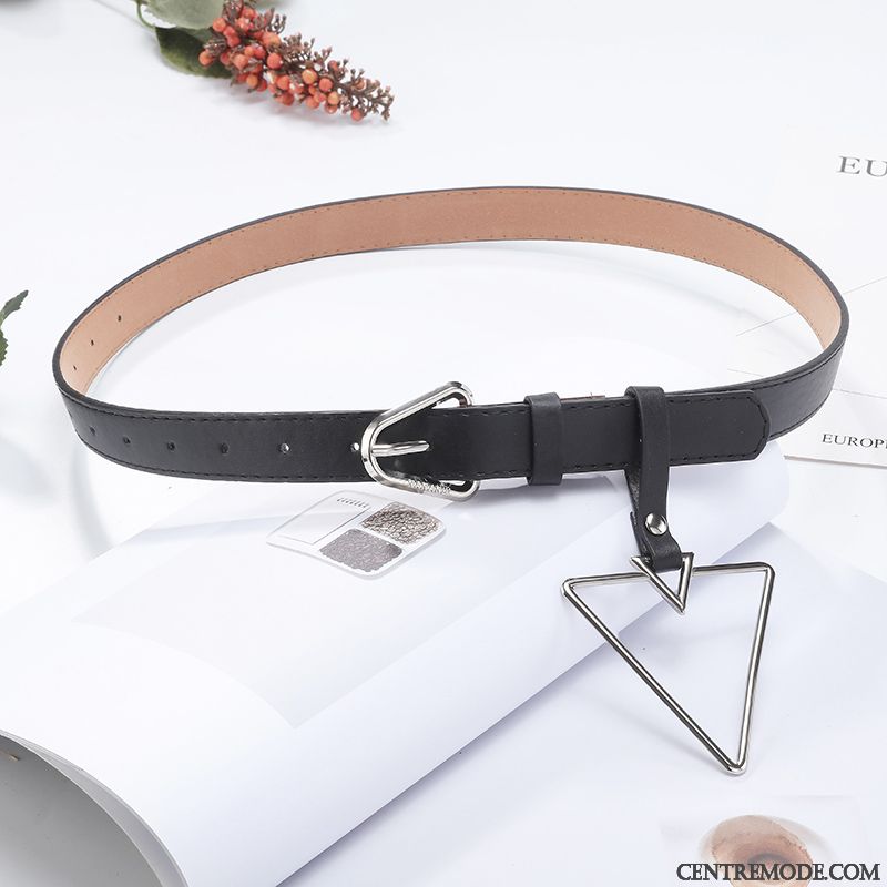 Ceinture Femme All-match Tendance Étudiant Boucle Personnalité Jeans Noir