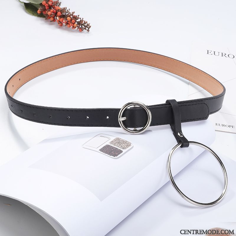 Ceinture Femme All-match Tendance Étudiant Boucle Personnalité Jeans Noir