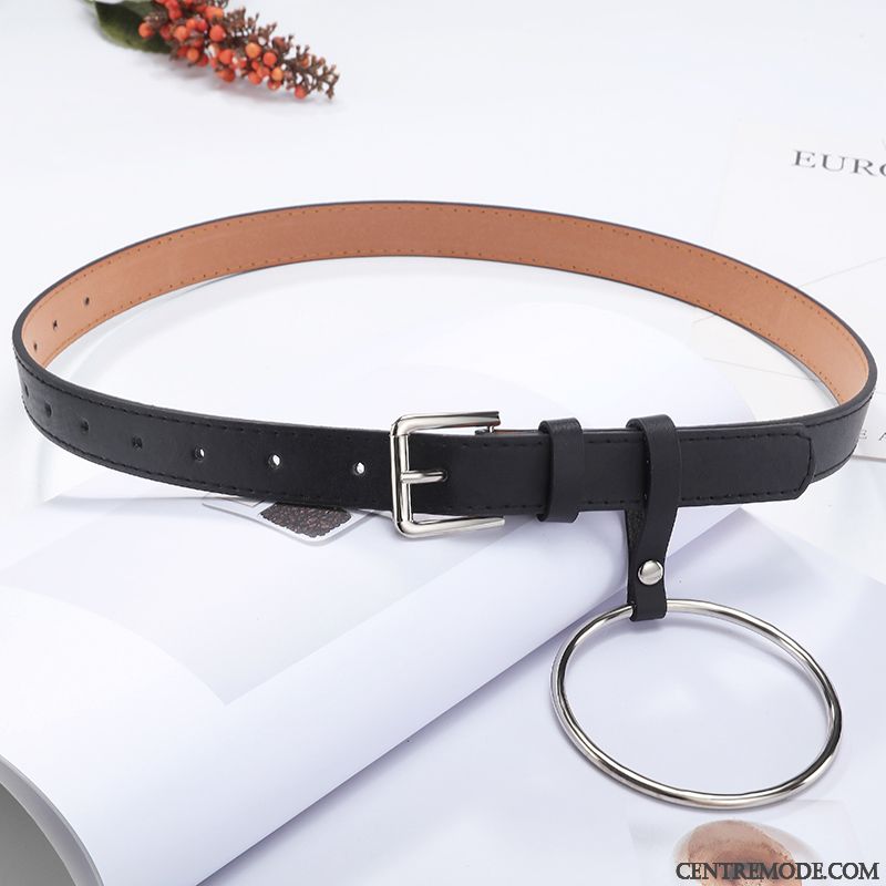 Ceinture Femme All-match Tendance Étudiant Boucle Personnalité Jeans Noir