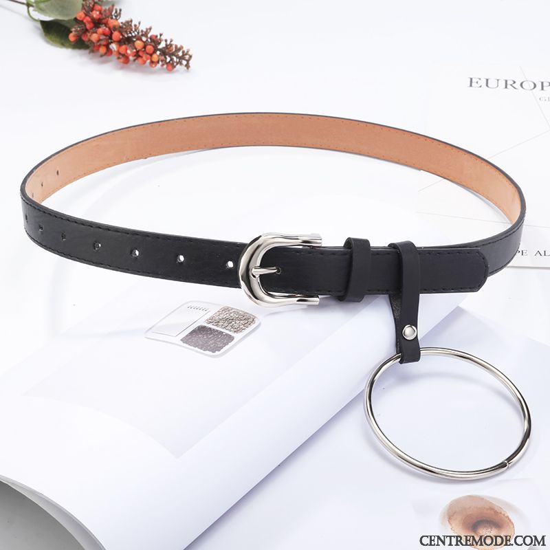 Ceinture Femme All-match Tendance Étudiant Boucle Personnalité Jeans Noir