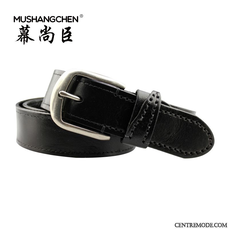 Ceinture Femme Couche De Tête Cuir Véritable Loisir Jeans Pure Mode Brun