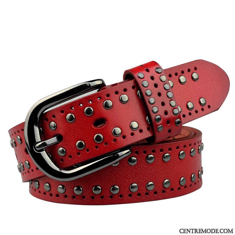 Ceinture Femme Cuir De Vache Cuir Véritable Tendance All-match Décoration Modèles Féminins Jaune