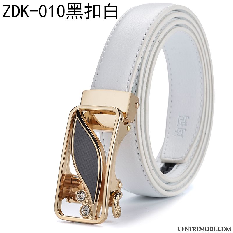 Ceinture Femme Cuir Véritable All-match Simple Mode Boucle Automatique Loisir Blanc