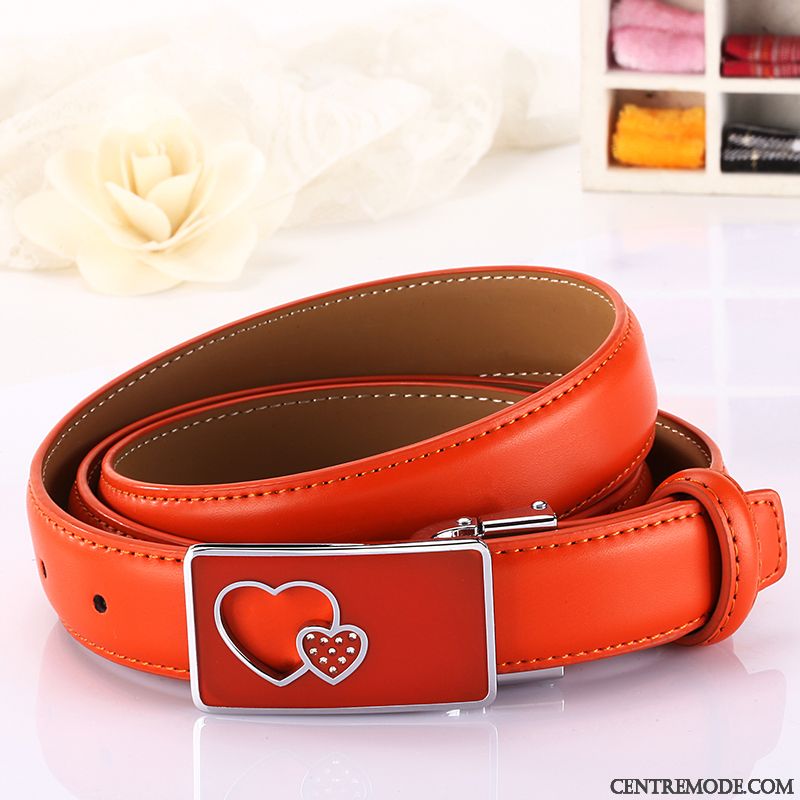 Ceinture Femme L'automne Loisir Décoration Cuir De Vache All-match Modèles Féminins Rouge