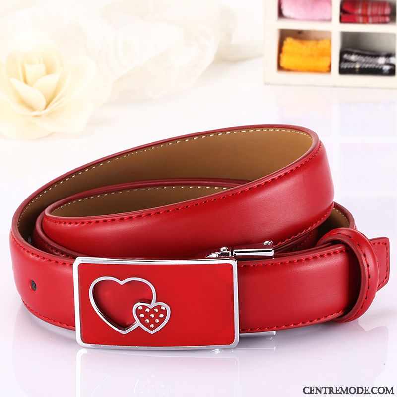 Ceinture Femme L'automne Loisir Décoration Cuir De Vache All-match Modèles Féminins Rouge