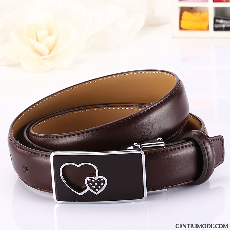 Ceinture Femme L'automne Loisir Décoration Cuir De Vache All-match Modèles Féminins Rouge